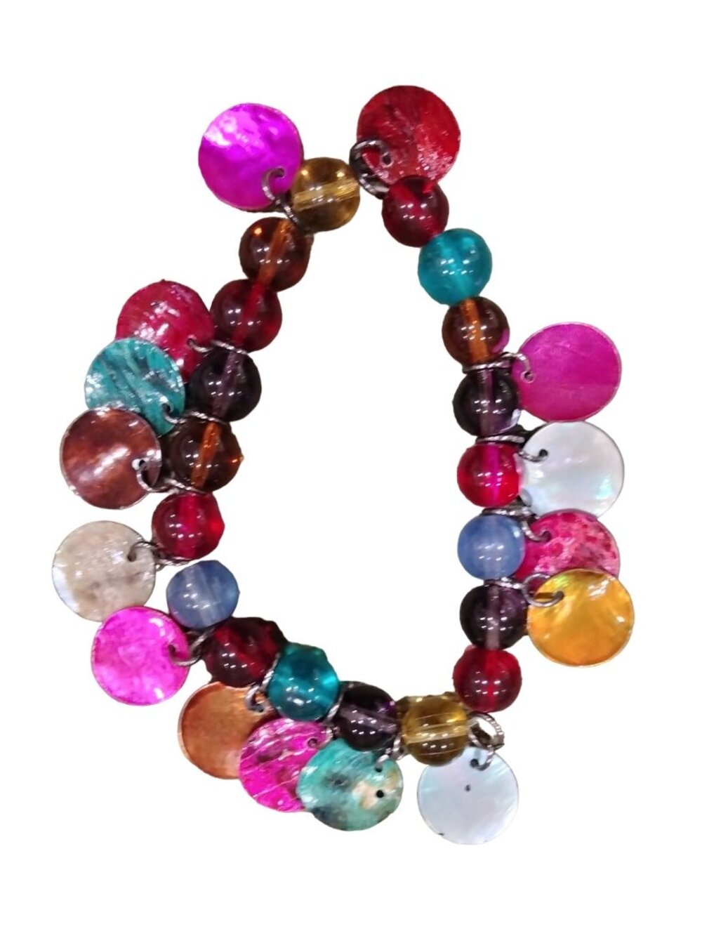 Bangle Bracelet Bangle Glass bead colored shell Boho Pink purple Blue Beachy